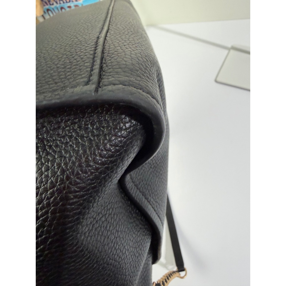 Tory Burch Britten Small Slouchy Tote Black Pebbled Leather Gold Chain Bag - Picture 13 of 16